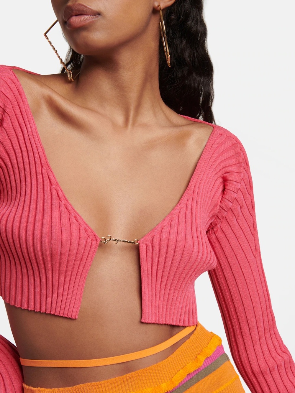 Jacquemus Ribbed Shrug Cardigan Neon Long-Sleeve Cropped pink Barbie Y2K street